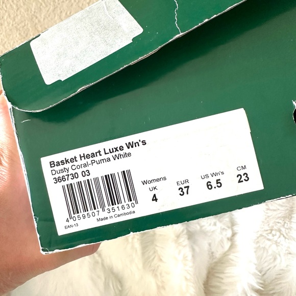 Puma Rose Gold Basket Heart Lux Dusty Coral Women's Sneakers - Size 37 UK 4 - Picture 6 of 7